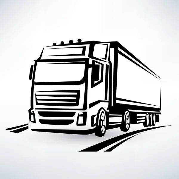 Symbole vectoriel tracé par camion européen — Image vectorielle