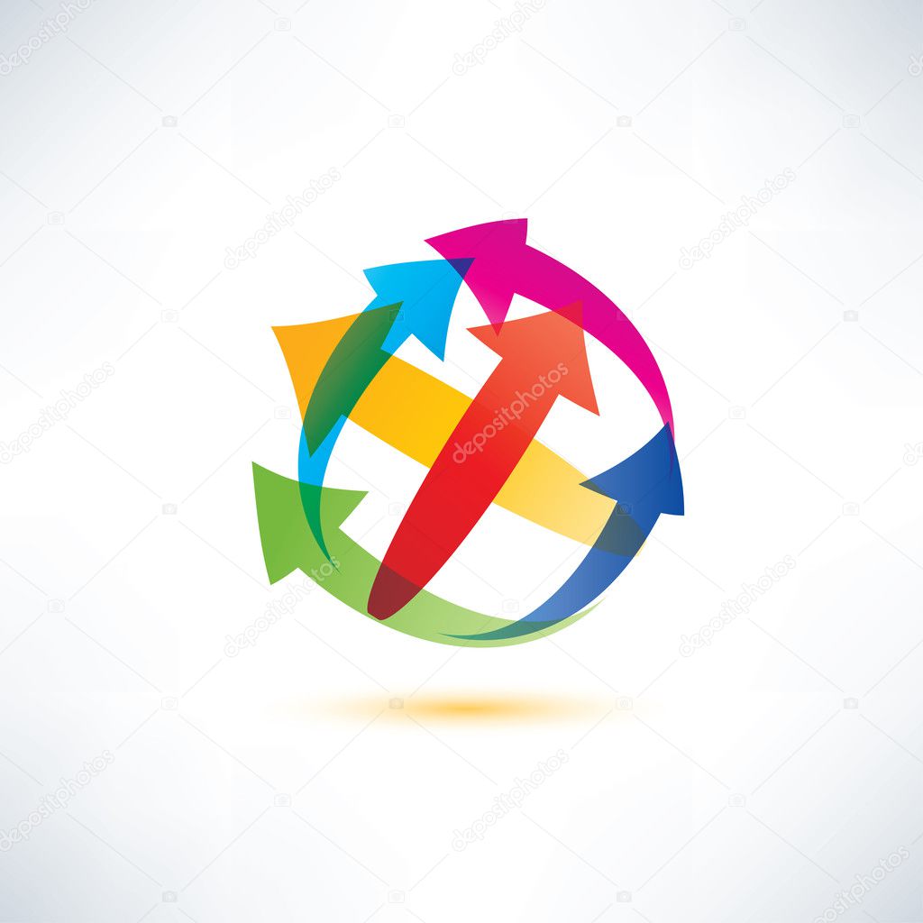 globe arrow abstract vector symbol, business and technology conc