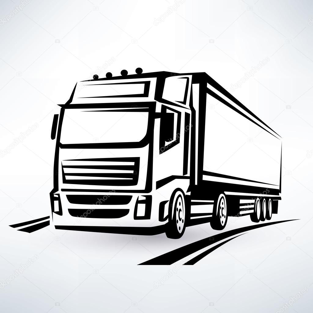 european truck outlined vector symbol