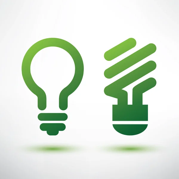 Set di icone lampadina verde — Vettoriale Stock