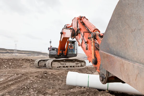 Track-hoe with Extended Arm — Stock Photo, Image