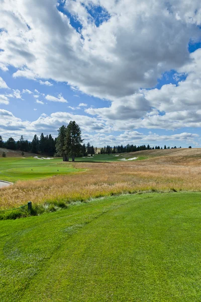 Paisagem de um buraco de campo de golfe — Fotografia de Stock