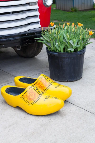 Κίτρινο ξύλινα παπούτσια — Φωτογραφία Αρχείου