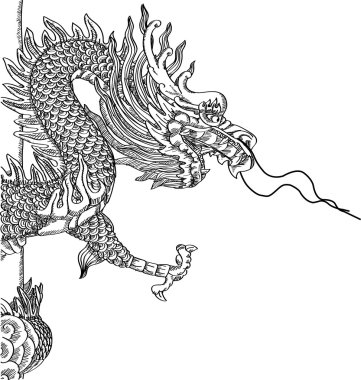 Chinese Style Dragon Statue Vector line Sketched Up, EPS 10. vector Chinese Style Dragon Statue Vector line Sketched Up, EPS 10. vector