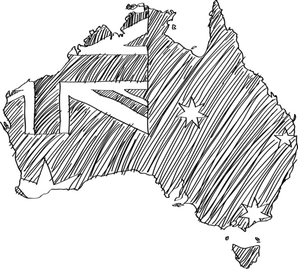 Croquis vectoriel de carte du drapeau de l'Australie, EPS 10 . — Image vectorielle