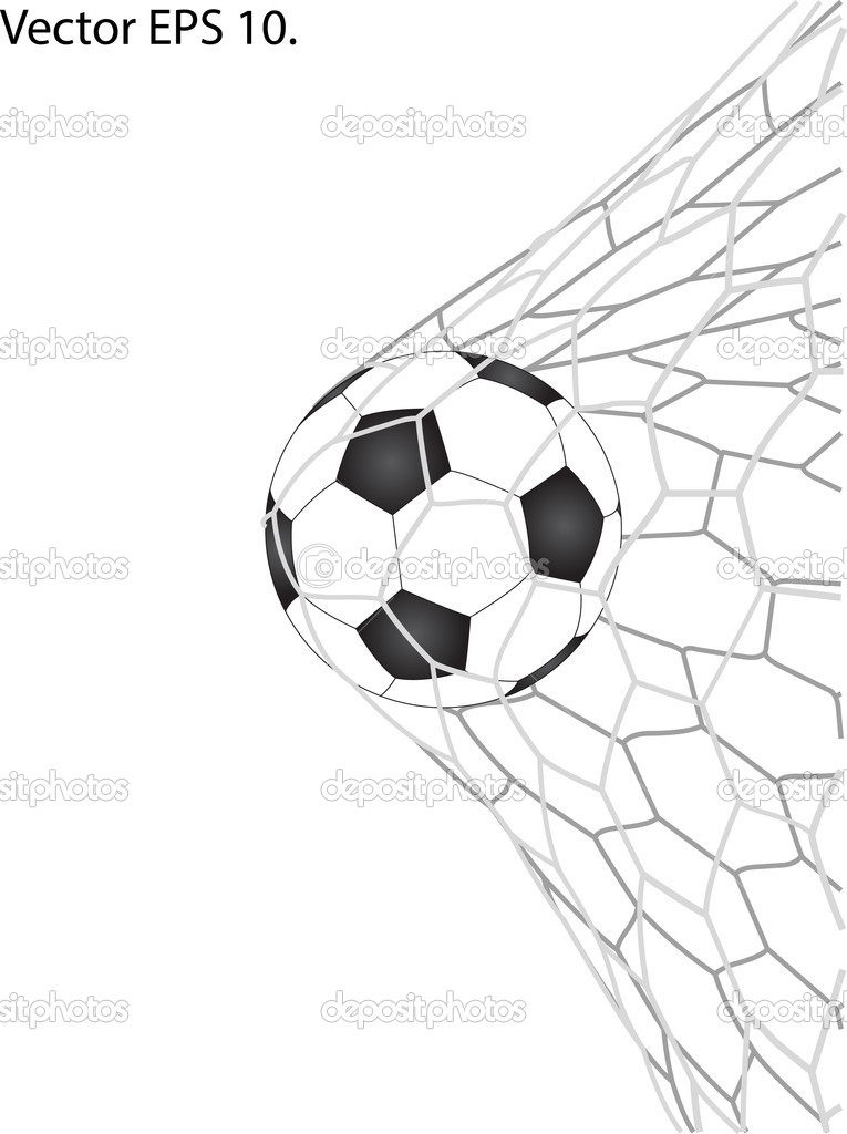 Soccer Football in Goal Net Vector, EPS 10.