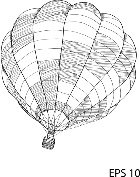 Línea de boceto de vector de globo de aire caliente, EPS 10 . — Archivo Imágenes Vectoriales