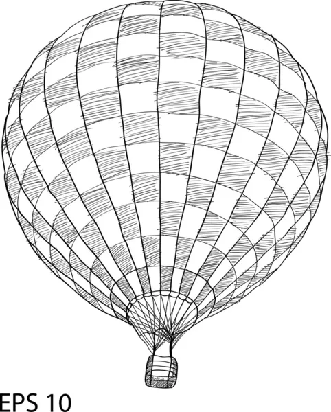 Línea de boceto de vector de globo de aire caliente, EPS 10 . — Vector de stock