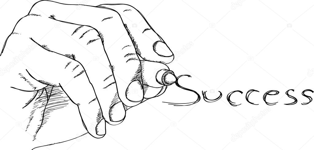 Human Hand Writing Success Word Vector Sketch Up, EPS 10.