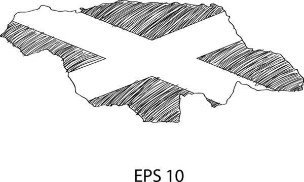 Carte du drapeau jamaïcain Croquis vectoriel, EPS 10 . — Image vectorielle