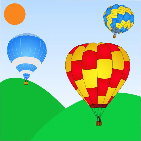 Gökyüzü vektör eps 10 renkli sıcak hava balonu. — Stok Vektör