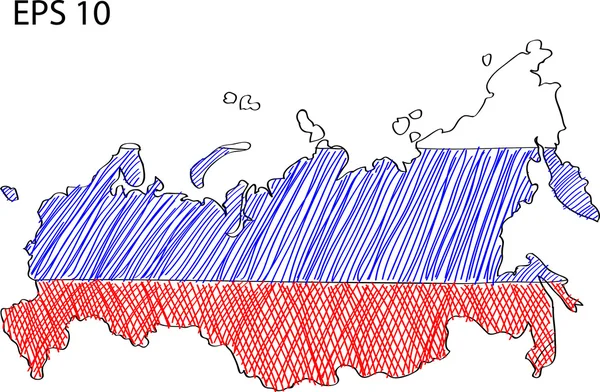 ロシア国旗地図ベクトル スケッチを eps 10. — ストックベクタ