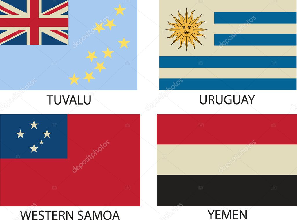 Vector of National Flags Symbol Illustrator, EPS 10. Vintage Style