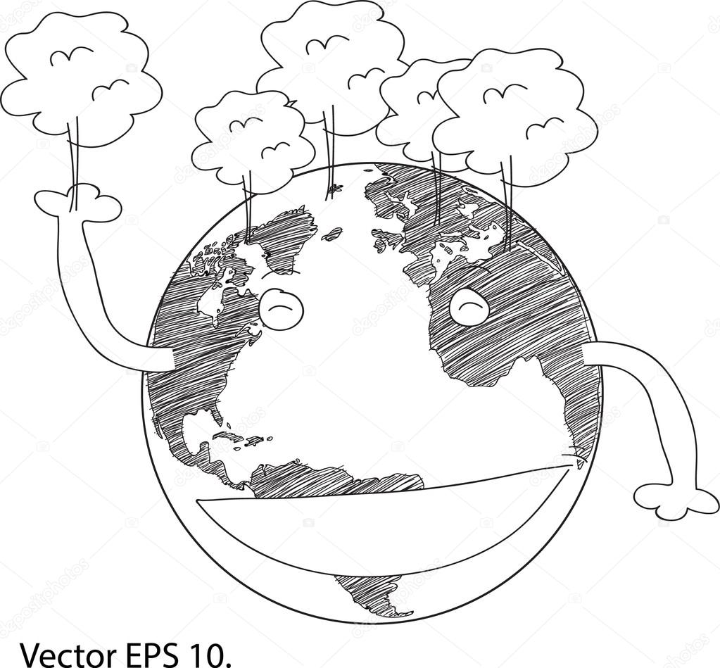 World Map Earth Globe Vector Save Earth Concept, EPS 10.