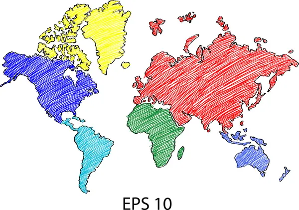 Globo da Terra com Mapa do Mundo Detalhe Vector Line Sketched Up Illustrator, EPS 10 . — Vetor de Stock