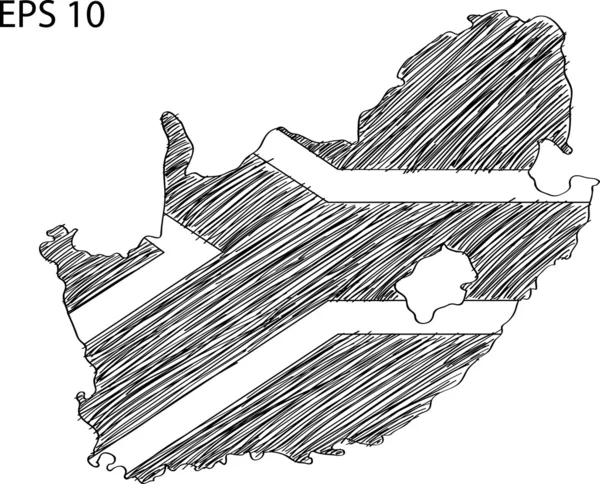 Sudáfrica Mapa de la bandera Vector Sketch Up, EPS 10 . — Archivo Imágenes Vectoriales