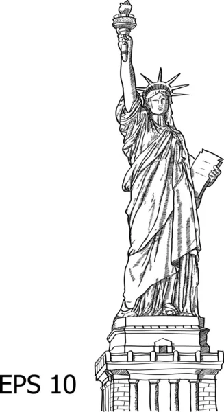 Statua wolności (liberty enlightening world) linii wektorowych illustrator eps 10. — Wektor stockowy