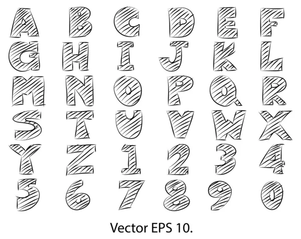 Alfabe vektör eps 10 kabataslak, doodle. — Stok Vektör