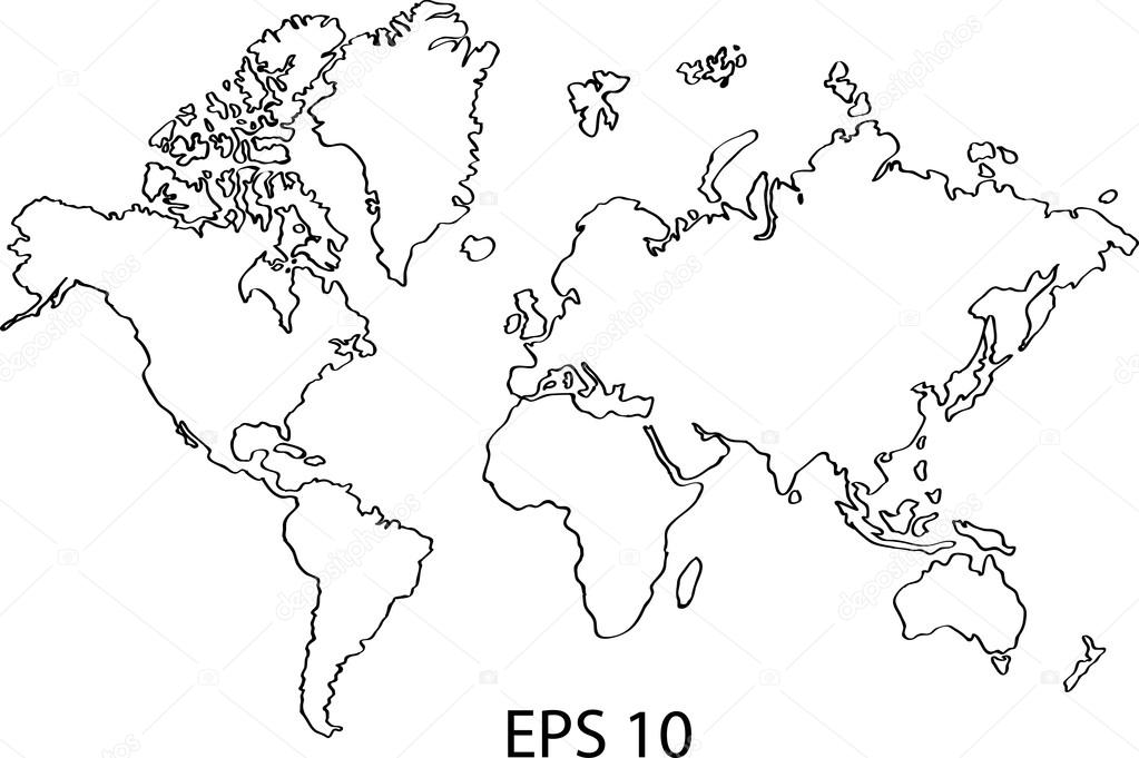 Earth Globe with World map Detail Vector Line Sketched Up Illustrator ...