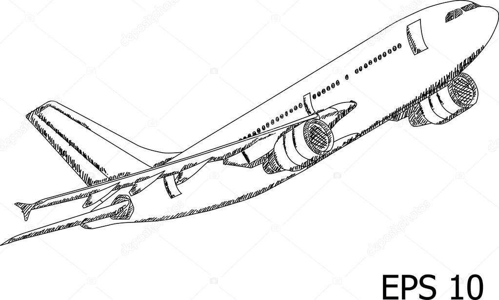 Airplane Vector Line Illustrator, EPS 10.