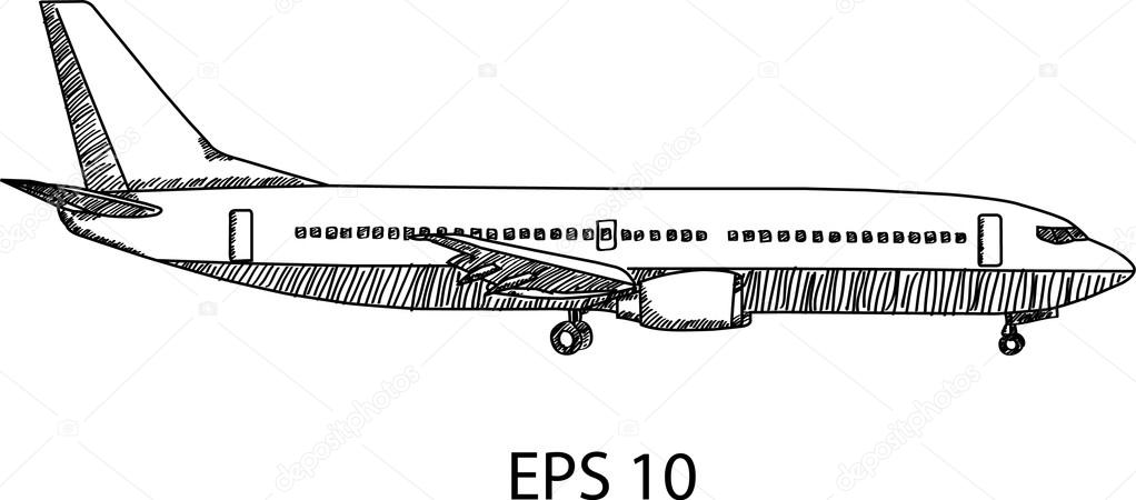 Airplane Vector Line Illustrator, EPS 10.