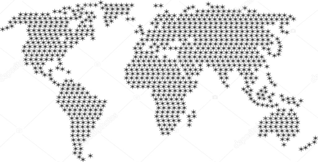 Dotted World Map Globe Made of Star Shapes. Vector EPS 10.