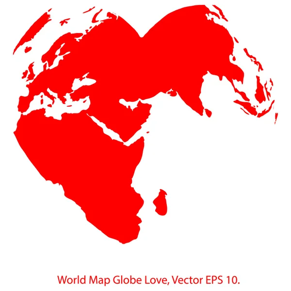 Illustratore vettoriale della mappa del globo del cuore, EPS 10 . — Vettoriale Stock