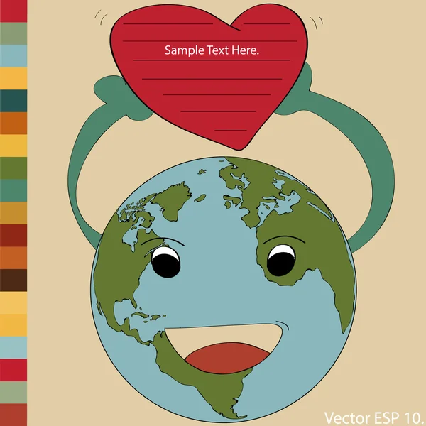 Dünya Haritası dünya küre vektör Sevgililer kavramı, eps 10 için. — Stok Vektör