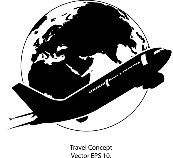 Airplane for Travel Around the World Vector Illustration Icon, EPS 10. — Stock Vector