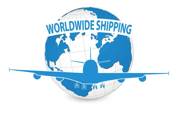 Airplane, Air Craft Shipping Around the World for Worldwide Shipping Concept, Vector Illustration EPS 10. — Stock Vector