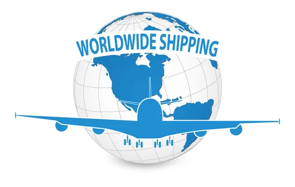 Airplane, Air Craft Shipping Around the World for Worldwide Shipping Concept, Vector Illustration EPS 10. — Stock Vector