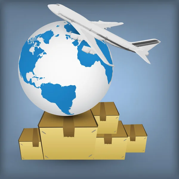 Luchtvaartmaatschappij vervoer voor de scheepvaart over de hele wereld — Stockvector