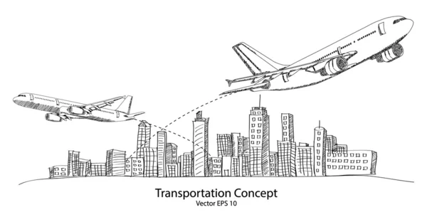 Conceito de avião, transporte aéreo ao redor do mundo para o conceito de transporte, ilustração vetorial EPS 10 . — Vetor de Stock