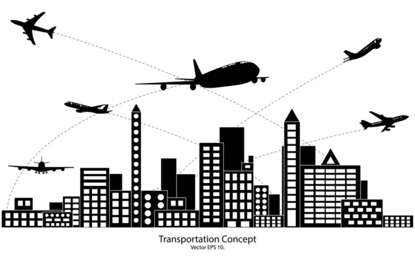 Concetto di aeroplano, Trasporto aereo in tutto il mondo per concetto di trasporto, illustrazione vettoriale EPS 10 . — Vettoriale Stock