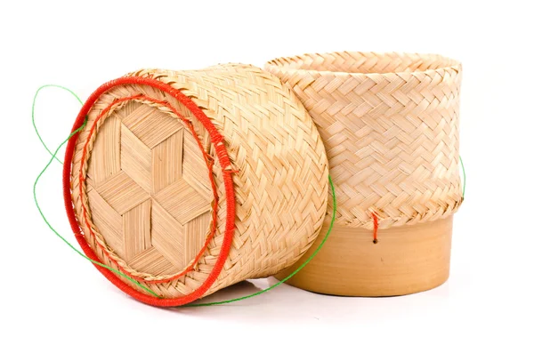 泰国老挝原始手工竹糯米集装箱服务购物篮. — 图库照片