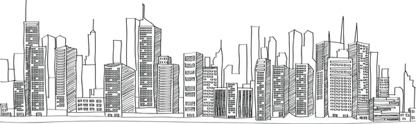 Cityscape Vector Illustration Line Sketched Up, EPS 10. — Stock Vector