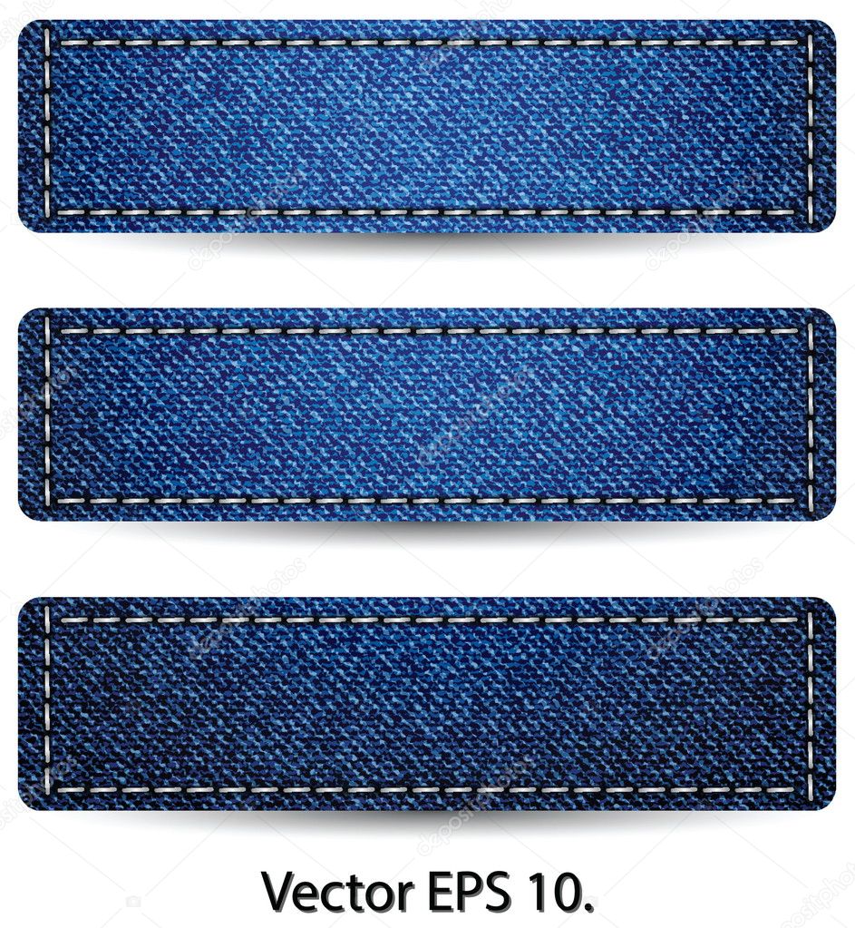 Blue Denim Jean TAG Label Texture Background, Vector Illustration EPS 10.