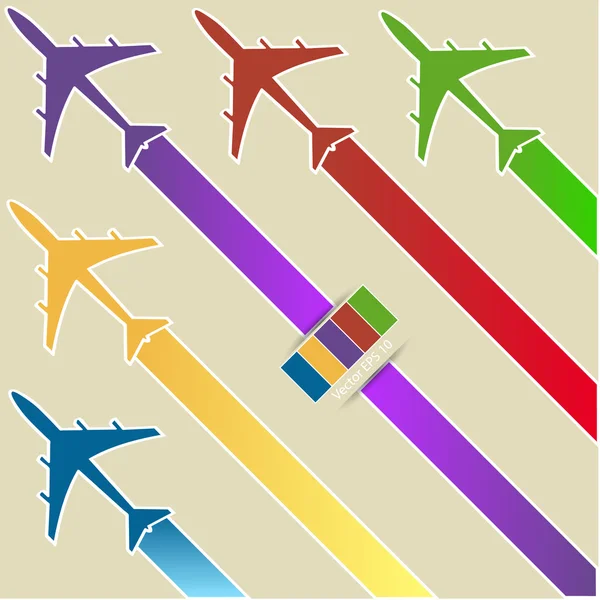 Infographic of Colorful Airplanes with Colorful Background, Vector Illustraton EPS 10. — Stock Vector