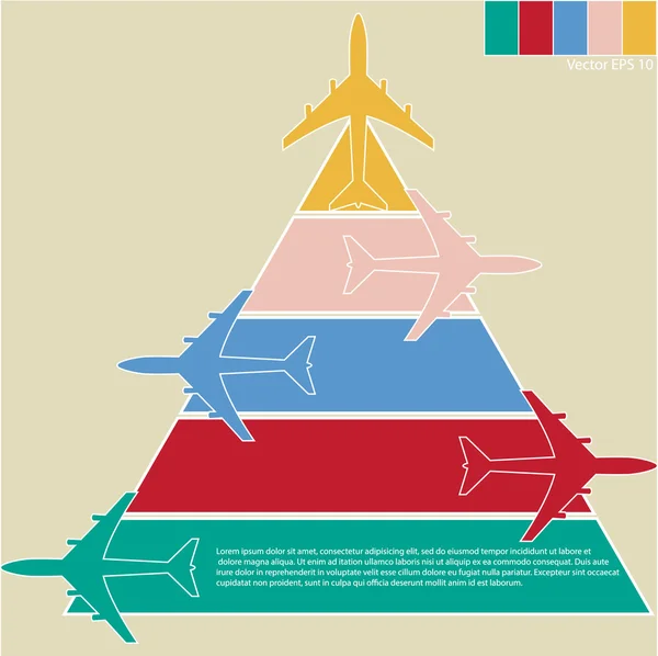Infographic barevné letadel s barevné pozadí, vektorové eps illustraton 10. — Stockový vektor