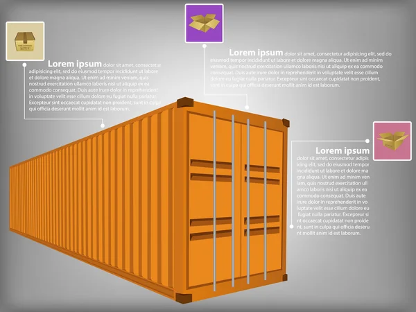 Infografisches Diagramm der Frachtcontainer-Vektor-Abbildung Folge 10, für Geschäfts- und Transportkonzept. — Stockvektor