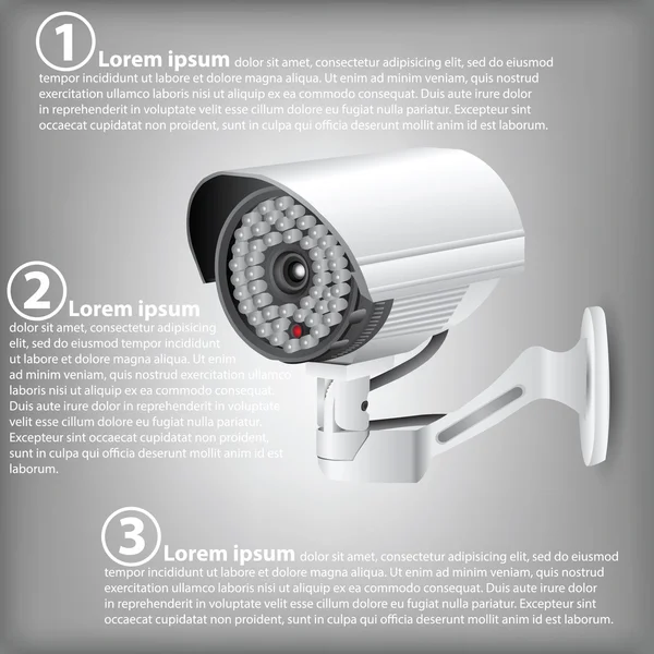 Diagrama infográfico de la cámara de seguridad CCTV, ilustración vectorial — Vector de stock