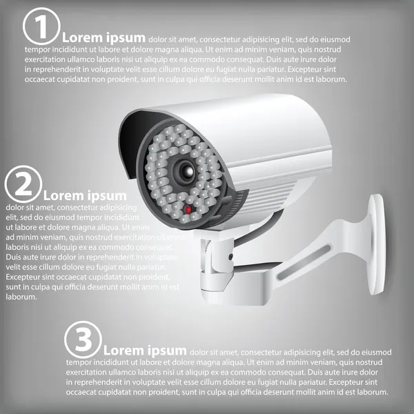 Diagrama infográfico de la cámara de seguridad CCTV, ilustración vectorial — Archivo Imágenes Vectoriales