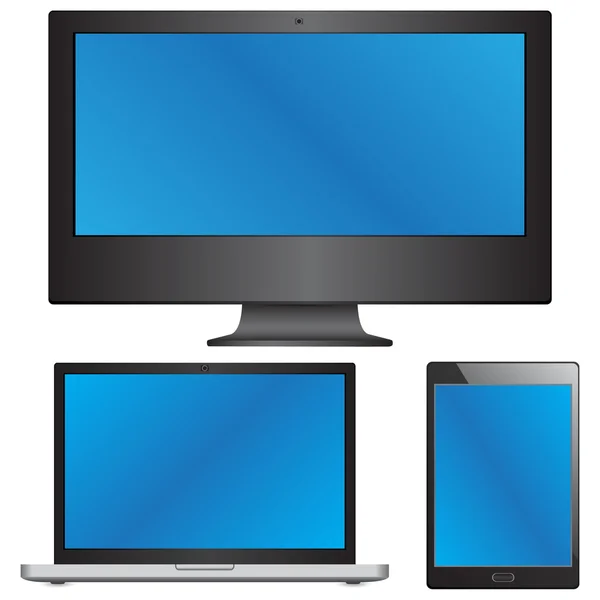 Conjuntos de dispositivos de computadora portátil, ilustración de vectores de computadora y tableta, EPS 10 . — Archivo Imágenes Vectoriales