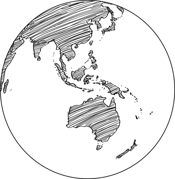 Mapa del Mundo Globo de la Tierra Vector line Sketched Up Illustrator, EPS 10 . — Vector de stock