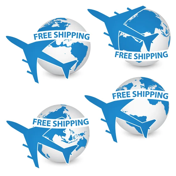 Concept of Airplane, Air Craft Shipping Around the World for Transportation Concept, Vector Illustration EPS 10. — Stock Vector