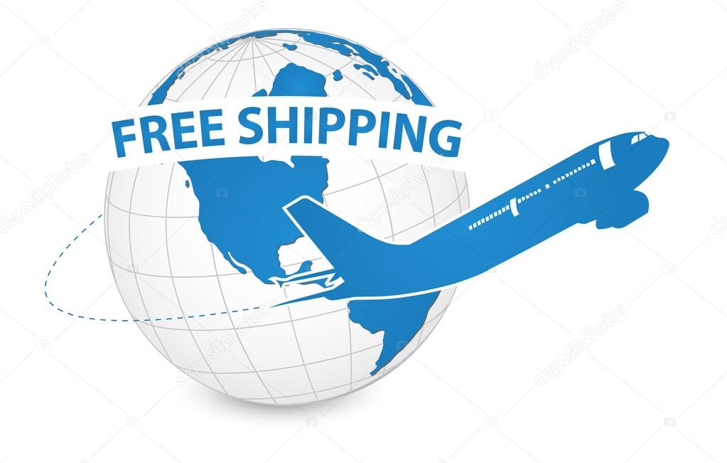 Air Craft Shipping Around the World, Free Shipping Concept