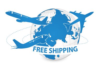 Dünya, ücretsiz nakliye kavramı etrafında hava craft nakliye