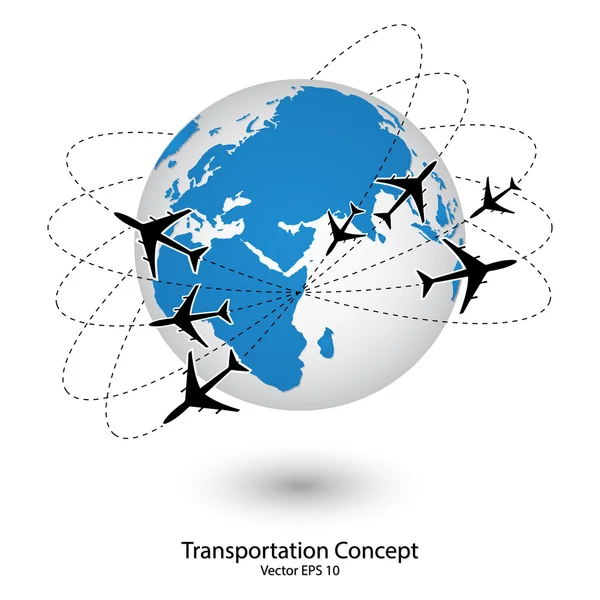 Air Craft Shipping Around the World — Stock Vector