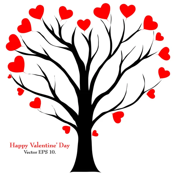 Árbol de San Valentín con amor Corazón, Vector Ilustración EPS 10 . — Vector de stock
