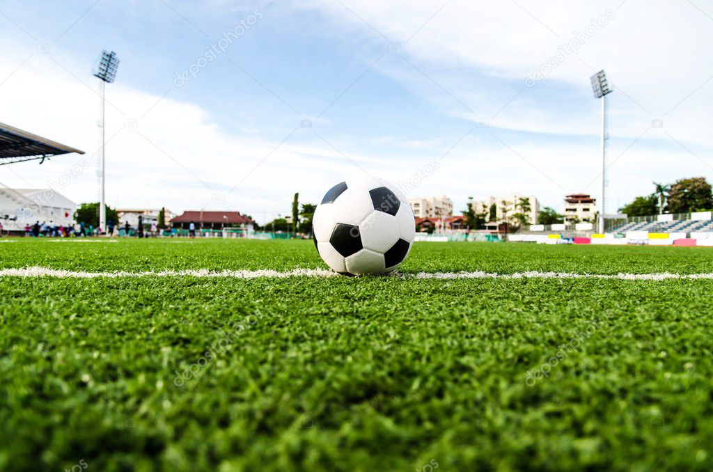 Soccer Football on the soccer field.